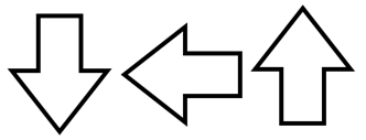 Eine Reihe von drei Pfeilsymbolen