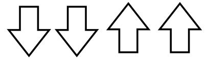 Eine Reihe von vier Pfeilsymbolen