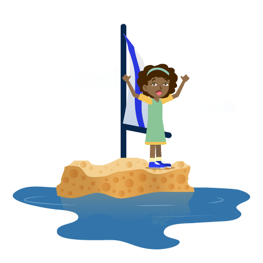 Alina steht auf einem Schwamm im Wasser