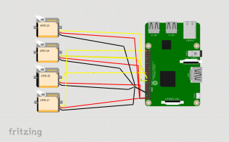 Diagram of connecting the servo motors to the raspberry pi