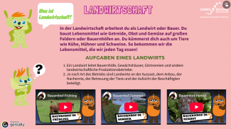 Präsentation mit dem Titel "Landwirtschaft". Ein kurzer Text beschreibt den Beruf des Landwirts. Darunter sind drei Videos zur Sendung mit der Maus verlinkt.